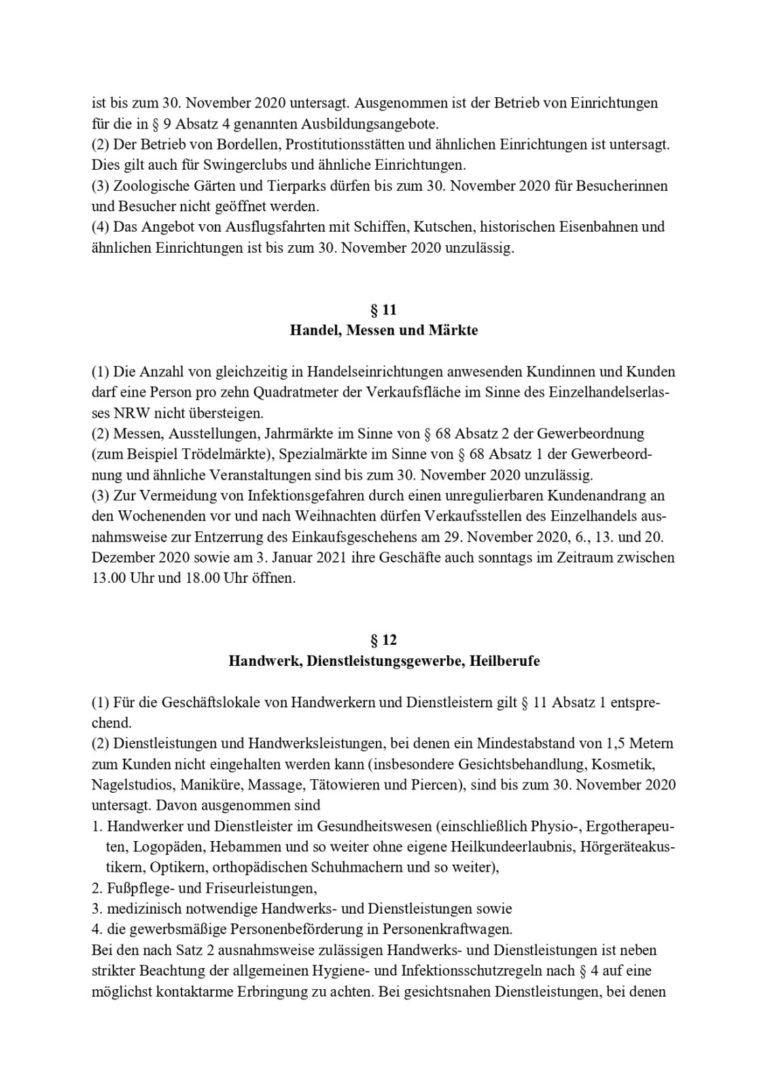 Corona-Regeln im November 2020 für Nordrhein-Westfalen